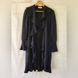 St. John Black Ruffle Cardigan